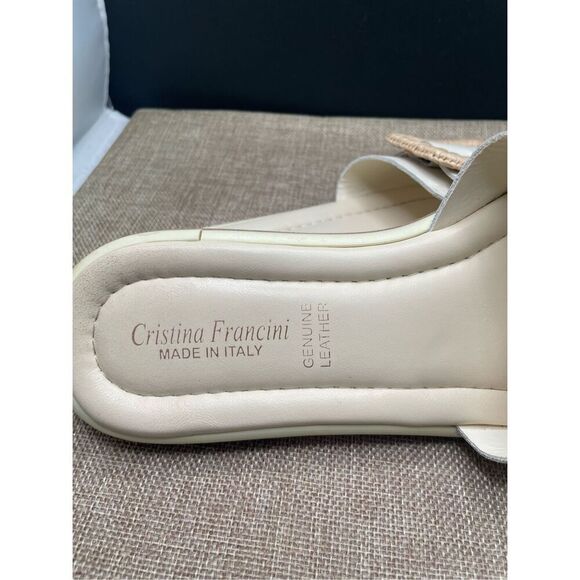 Cristina Francini Genuine Leather Sandals Cream Inez Buckle Size 8 Italian - Picture 10 of 11